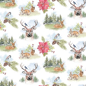 Joyful Winter Digital Y3812 1 Toile White Clothworks 