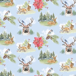 Joyful Winter Digital Y3812 29 Toile Light Blue Clothworks 