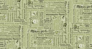 Quilt Minnesota 2023 Y3836 23 Light Olive Words Clothworks 