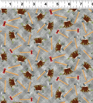 Quilt Minnesota 2024 Y4180 6 Grey Digital Axes Stumps Clothworks 