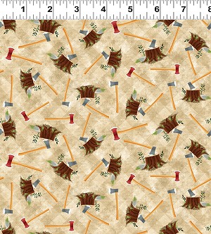 Quilt Minnesota 2024 Y4180 64 Light Caramel Digital Axes Stumps Clothworks 