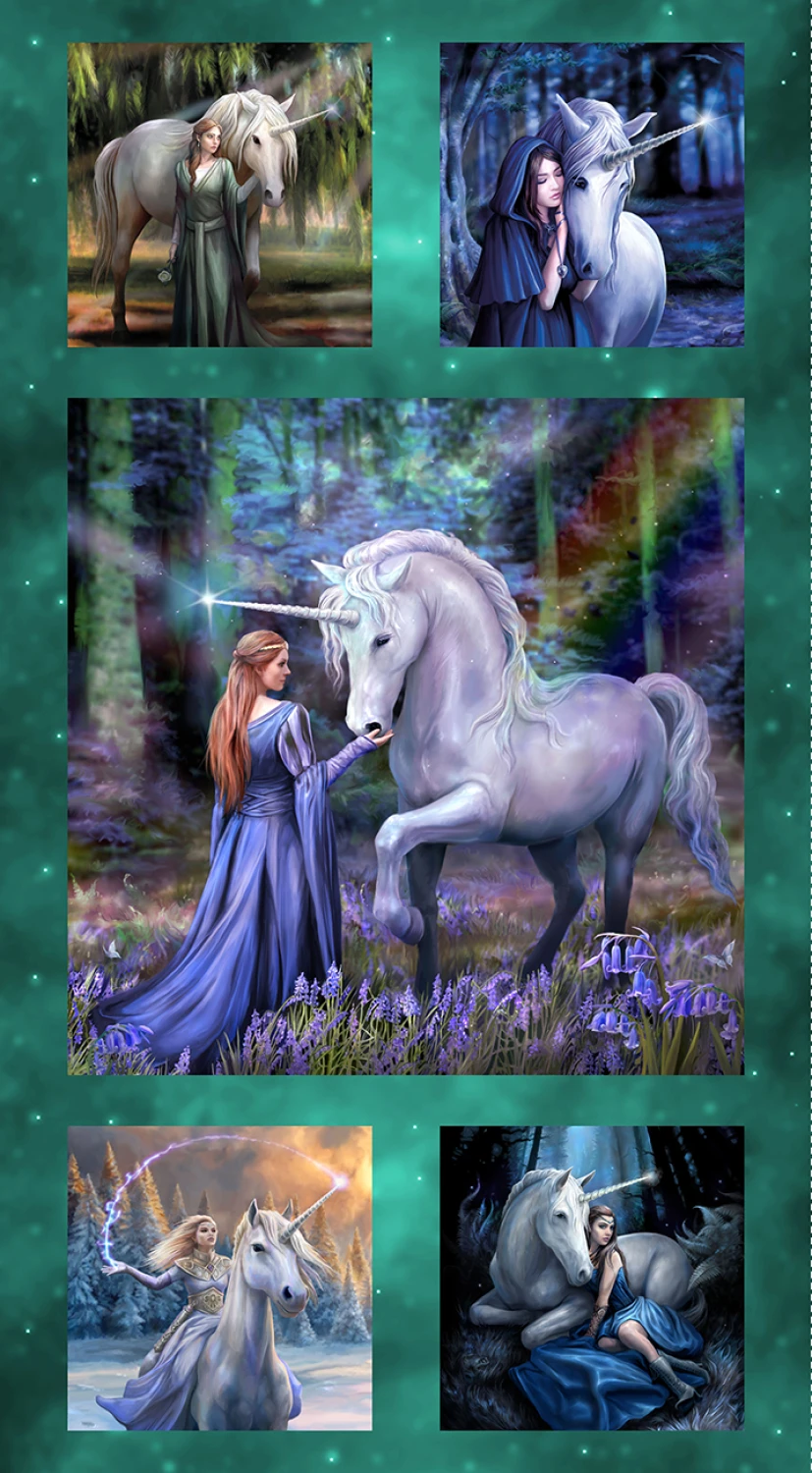 Unicorn Magic Y4709 104 Teal 24 Inch Panel Clothworks 