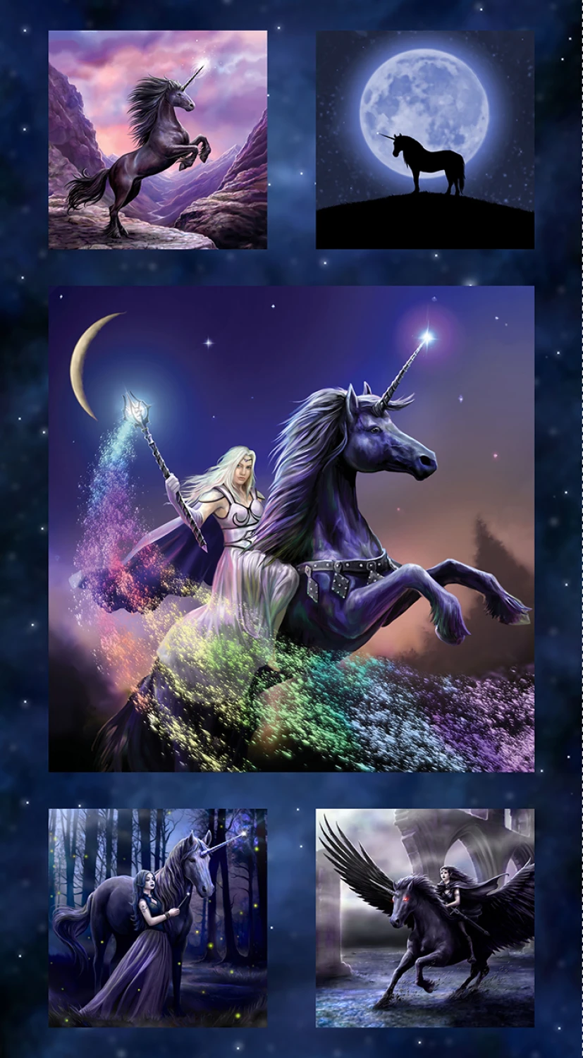 Unicorn Magic Y4709 53 Navy Blue 24 Inch Panel Clothworks 